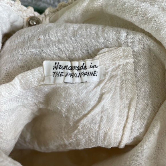 Vintage Ivory Crochet Wood Bead Detail Woven Cotton Lined Satchel Purse Handmade - Picture 3 of 11